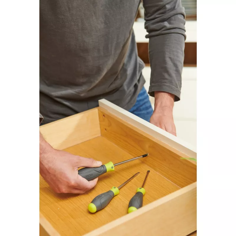RYOBI RSD1PH2S 3-Piece Screwdriver Set (Green/Grey, PH2, SL5.5, SL4)