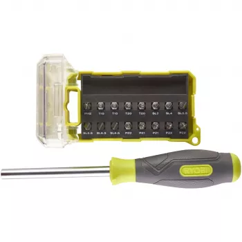RYOBI Screwdriver RSD17PCS, with 17-Piece Bit Set (Green/Grey)