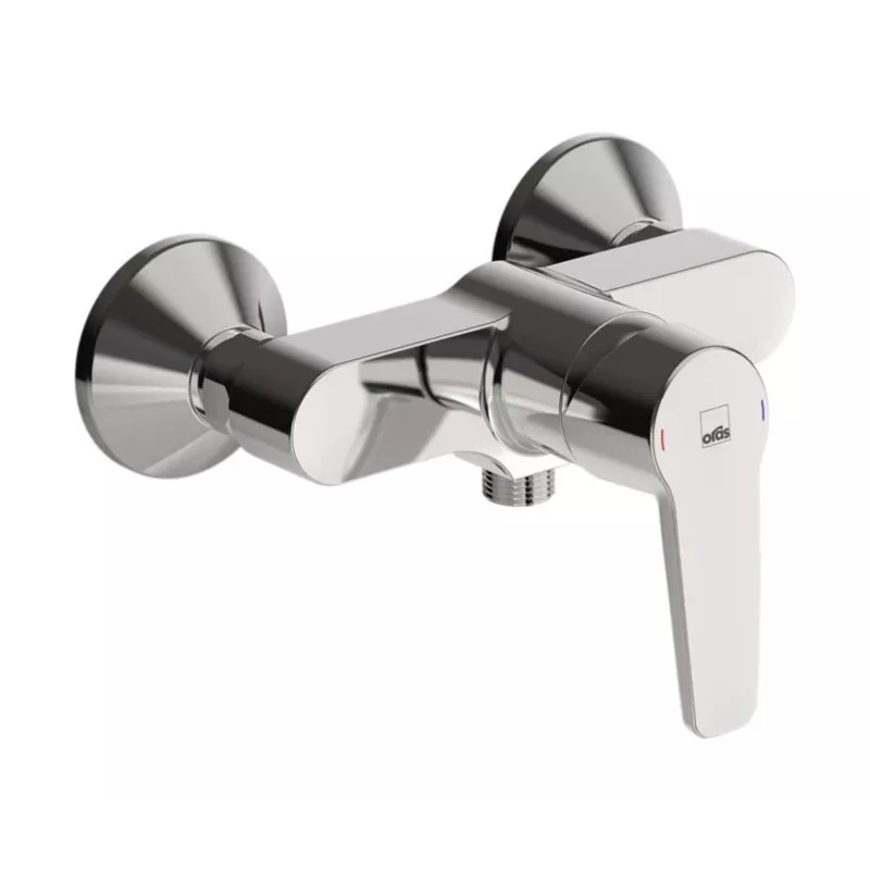 Saga Single-Lever Shower Faucet 3963Y – Chrome Brass Wall-Mounted Mixer with EcoFlow
