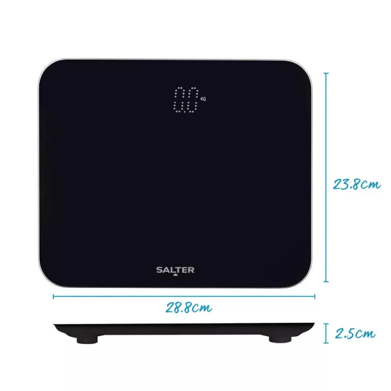 Salter 9204 BFEU12 Phantom Electronic Kitchen Scale, Black, 5 kg Capacity, 1 g Increments, LCD Display, Toughened Glass Platform