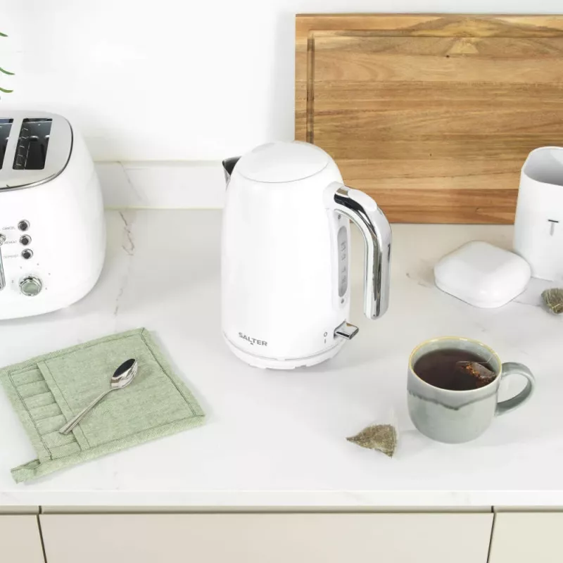 Salter Boston 4-Piece Countertop Bathroom Accessory Set, Ice White