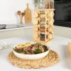 Salter BW127771 Bamboo Rotating Spice Rack with 16 Glass Jars