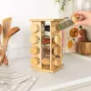 Salter BW127771 Bamboo Rotating Spice Rack with 16 Glass Jars