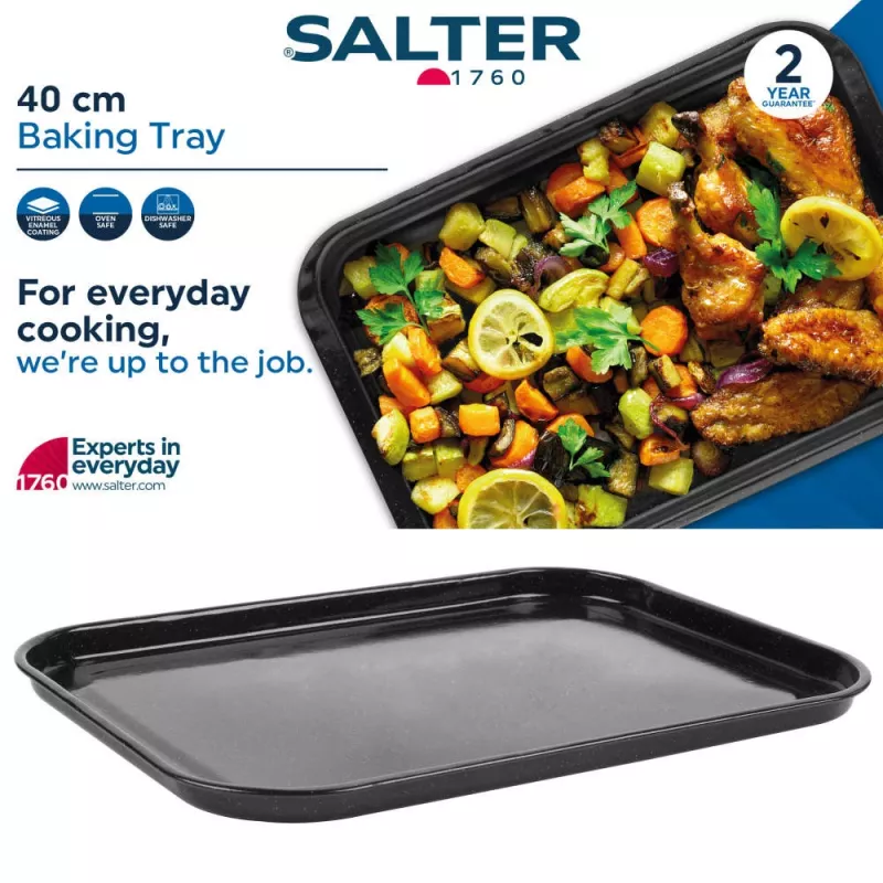 Salter BW12813EU7 40cm Baking Tray - Megastone Non-Stick Carbon Steel, Charcoal Grey