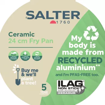 Salter BW12871EU7 Ceramic 24cm Fry Pan - Charcoal Grey, Induction Compatible, Non-Stick