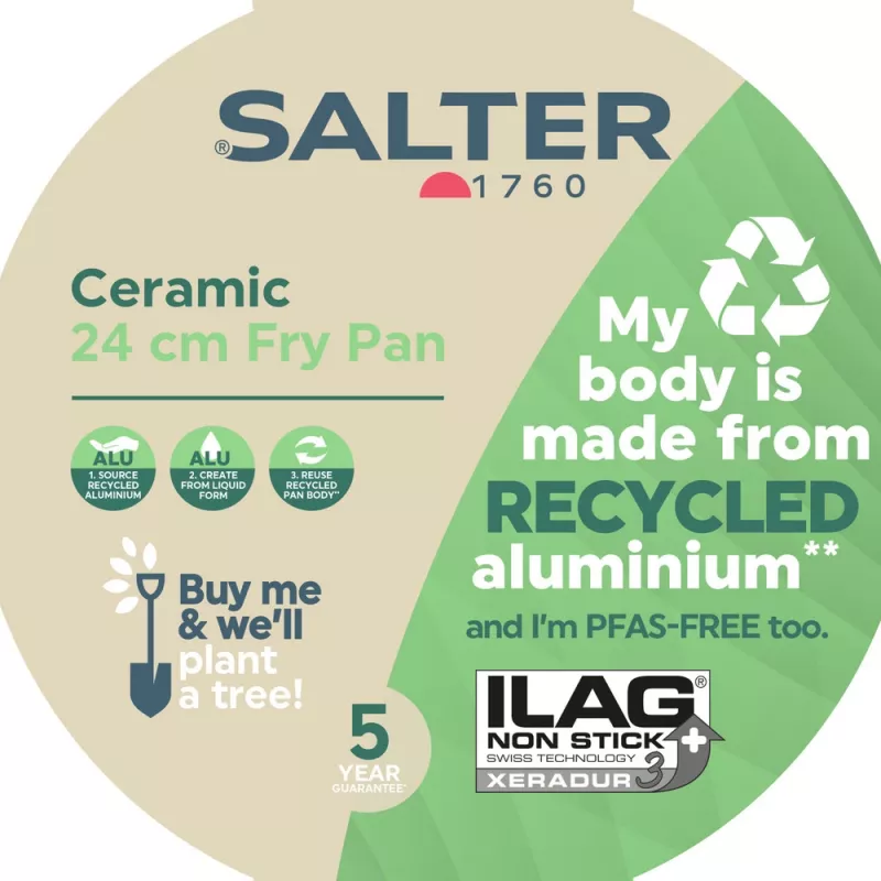 Salter BW12871EU7 Ceramic 24cm Fry Pan - Charcoal Grey, Induction Compatible, Non-Stick