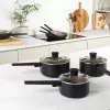 Salter BW12877AS Cosmos Ceramic Non-Stick 16cm Saucepan, Black Exterior, Cream Interior, Induction Compatible