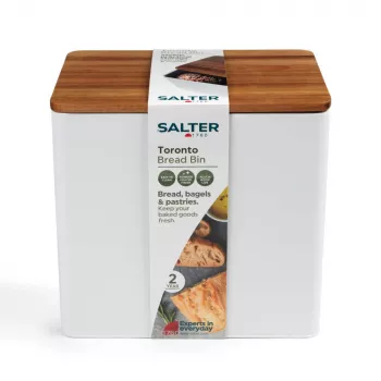 Salter BW128991W Toronto Bread Bin, White/Wooden