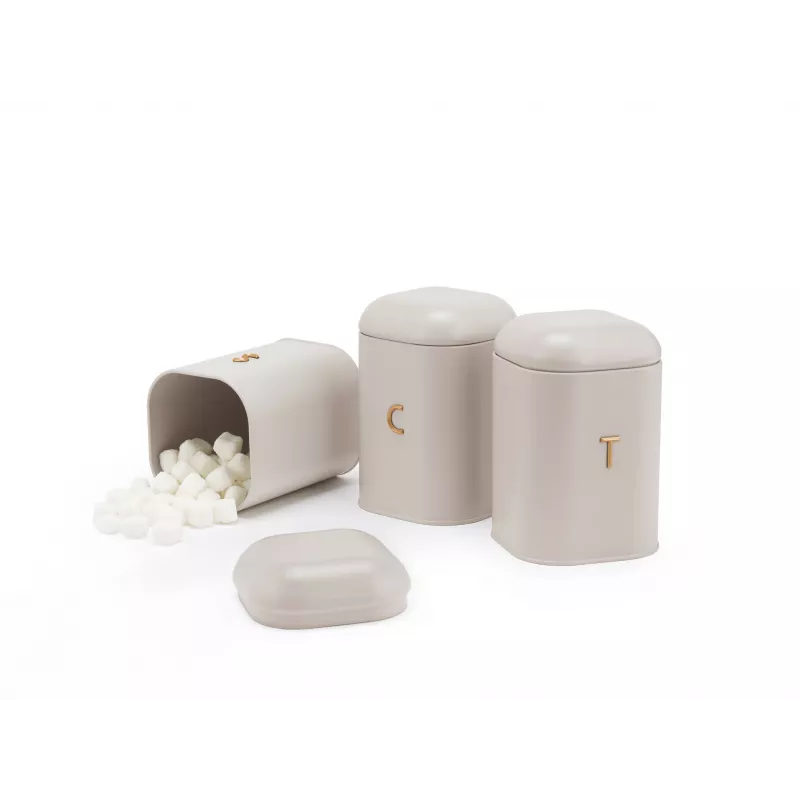 Salter BW13729OEU7 Pebble 3 Piece Canister Set Stone, Beige