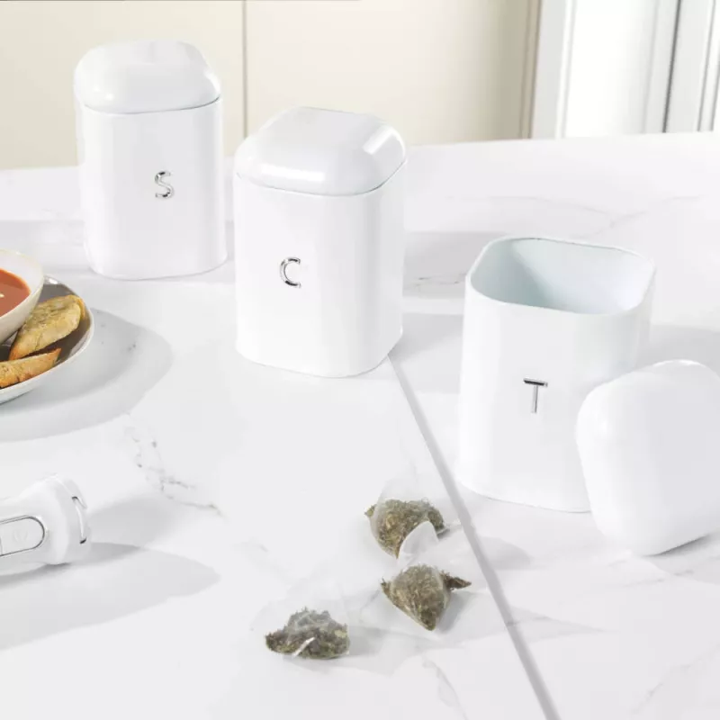 Salter BW14043EU7 Boston 3-Piece Canister Set, White