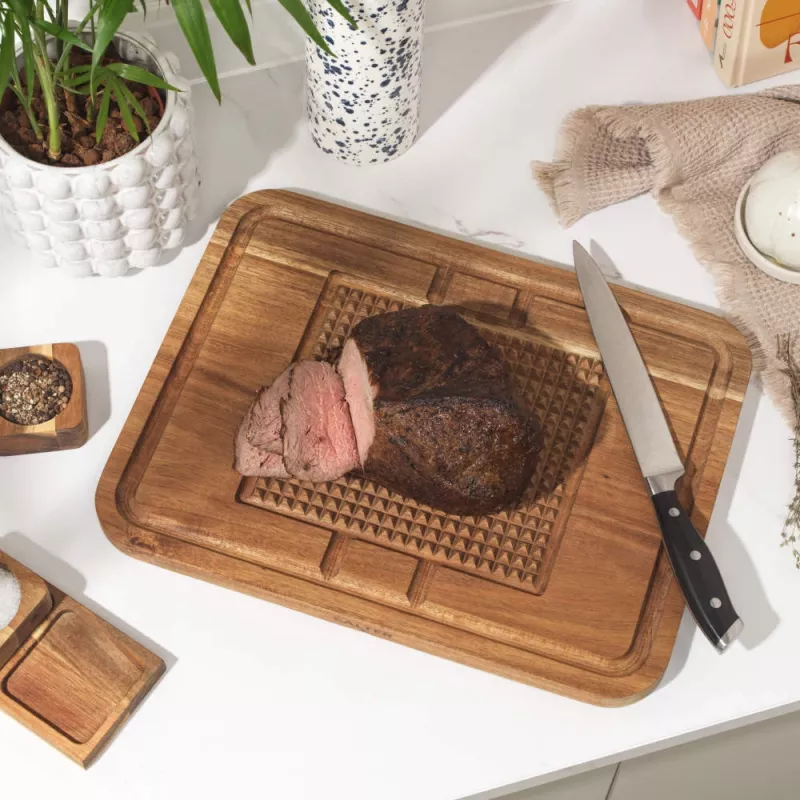 Salter BW14194 Acacia Carving Board with Stainless Steel Spikes and Juice Groove
