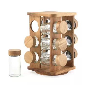 Salter BW14236 Toronto Rotating Spice Rack - 8 Glass Jars with Stainless Steel Rack, 360° Rotation, Silver