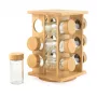 Salter BW14238 Bamboo Rotating Spice Rack with 16 Glass Jars