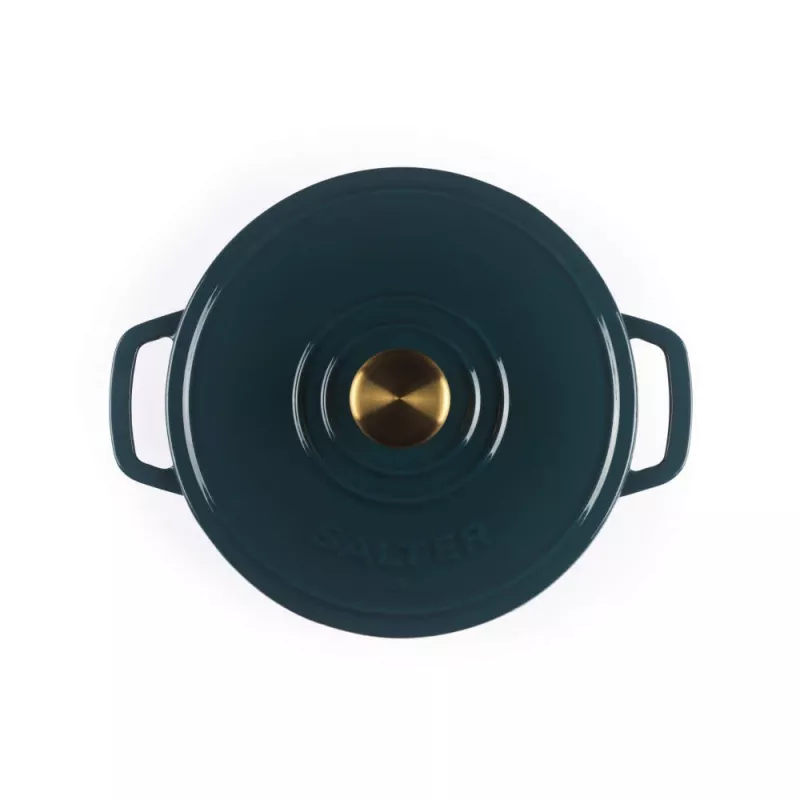 Salter BW14433GR Chester 2L Shallow Cast Iron Casserole Pot 20 cm, Green