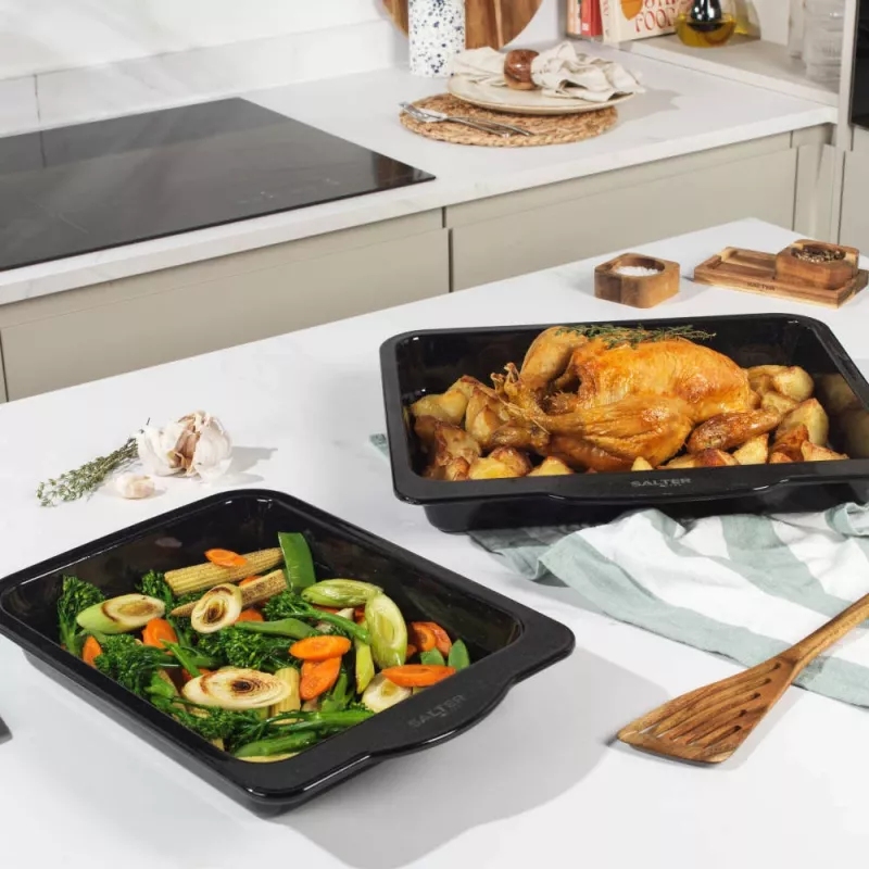 Salter BW14480 Brilliance Roaster - Heavy Gauge Carbon Steel, PFOA-Free Non-Stick, Charcoal, Oven Safe to 220°C