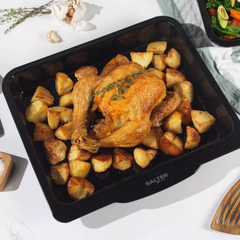 Salter BW14480 Brilliance Roaster - Heavy Gauge Carbon Steel, PFOA-Free Non-Stick, Charcoal, Oven Safe to 220°C