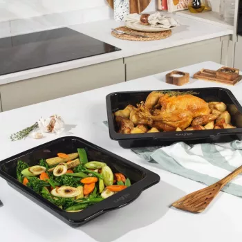 Salter BW14481 Brilliance 40 cm Baking Tray - Carbon Steel, Non-Stick, Oven Safe to 220°C, Charcoal Grey