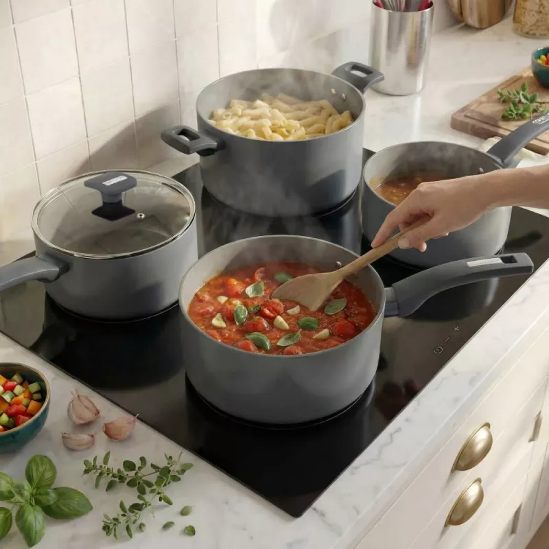 Salter BW14720 Alto 20cm Saucepan - Forged Aluminium, Non-Stick, Induction Compatible, Black
