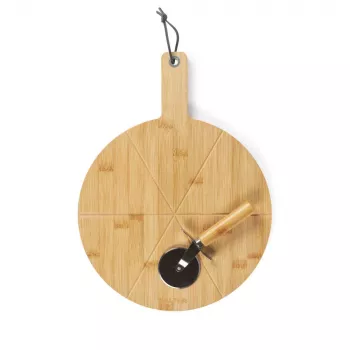 Salter BW14821 Toronto 12 inch Pizza Board & Cutter Set - Acacia Wood, Stainless Steel Rocker Cutter, Gift Box