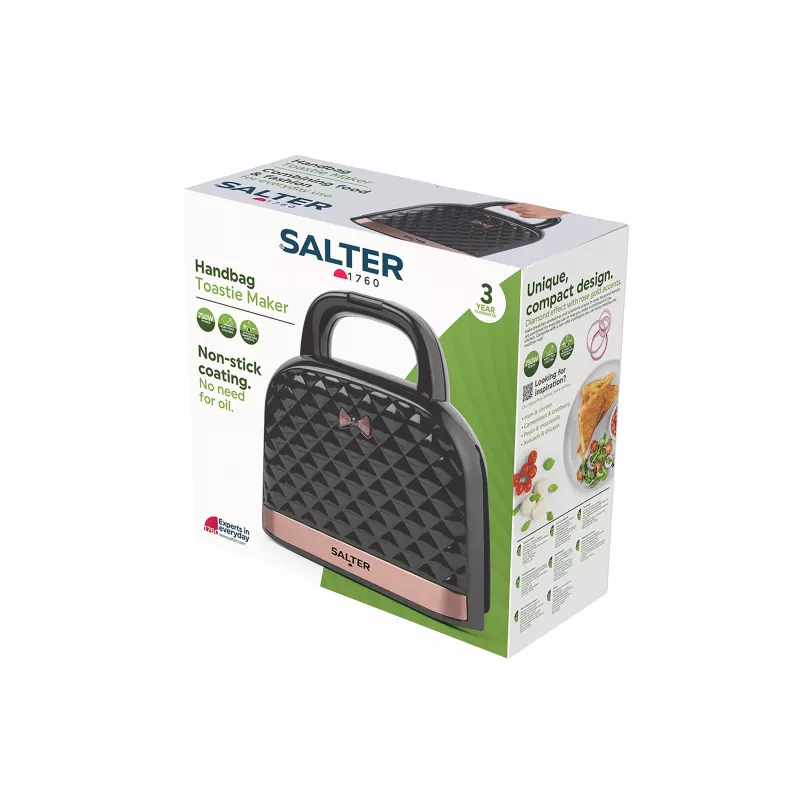Salter EK3677FVDE Handbag Toastie Maker - 750W, 2 Slice, Black/Silver