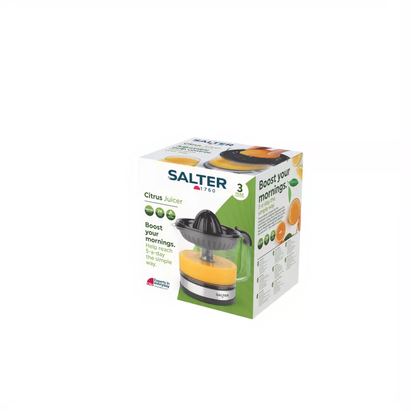 Salter EK5025FVDE Electric Citrus Juicer, 60 W, 1.2 L, Black/Silver