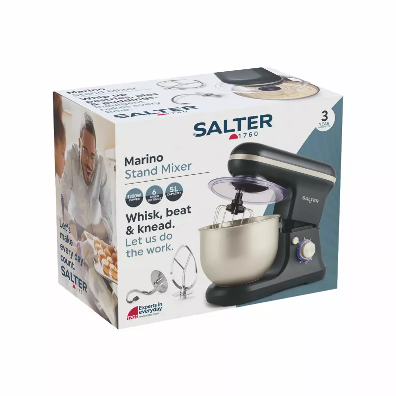 Salter EK5620BGRYFVDE Marino Stand Mixer 1000W 5L Grey
