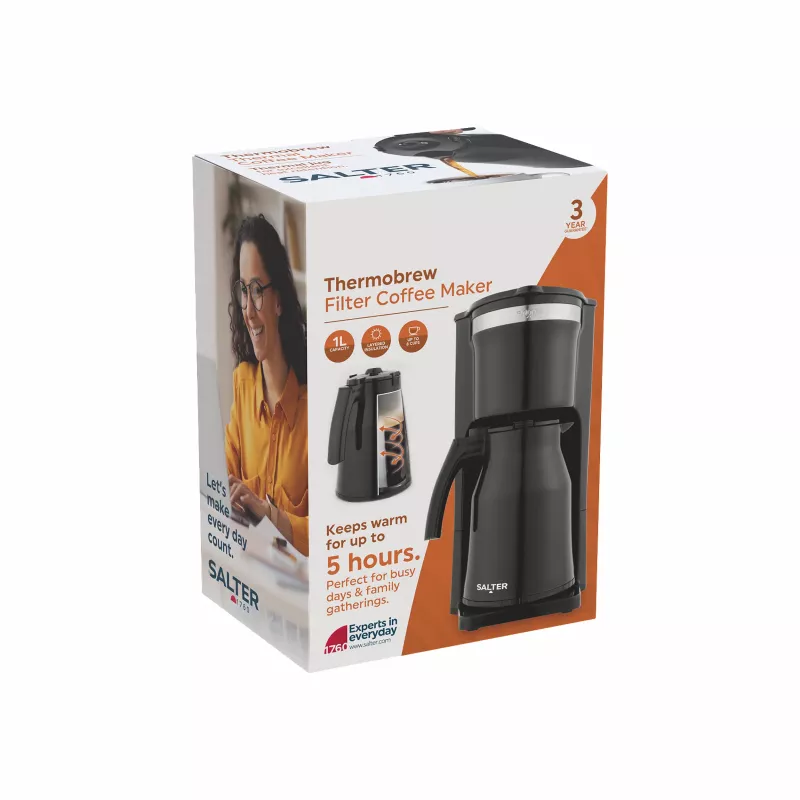 Salter EK6664VDE ThermoBrew Filter Coffee Maker 1.25L 900W Black/Stainless Steel