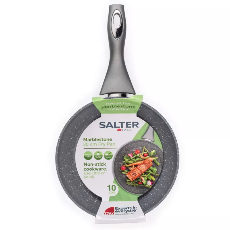 Salter Marblestone 20 cm Fry Pan, Grey - Forged Aluminium Non-Stick Frying Pan