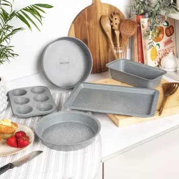 Salter Marblestone 37cm Baking Tray - Non-Stick Carbon Steel, Grey Marblestone Effect