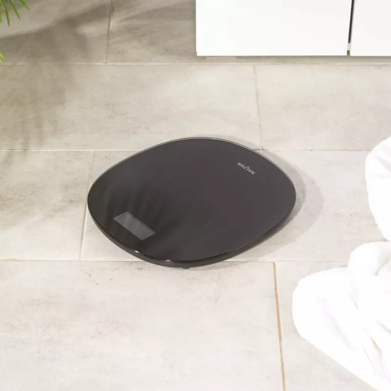 Salter SA00709BFEU12 Round Electronic Bathroom Scale, Black, 180 kg Capacity, Toughened Glass