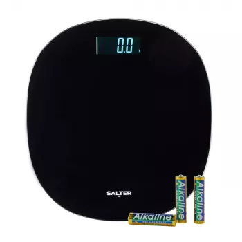 Salter SA00709BFEU12 Round Electronic Bathroom Scale, Black, 180 kg Capacity, Toughened Glass
