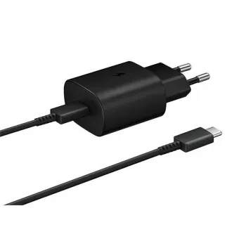 Samsung 25W Travel Charger with USB-C to USB-C Cable (EP-TA800EBE + EP-DA905BBE), Black - Bulk
