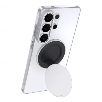 Samsung by Hochuen 360° Magnetic Desktop Stand for Smartphones & Tablets – Silver, Universal, Foldable, Aluminum with N52 Magnets