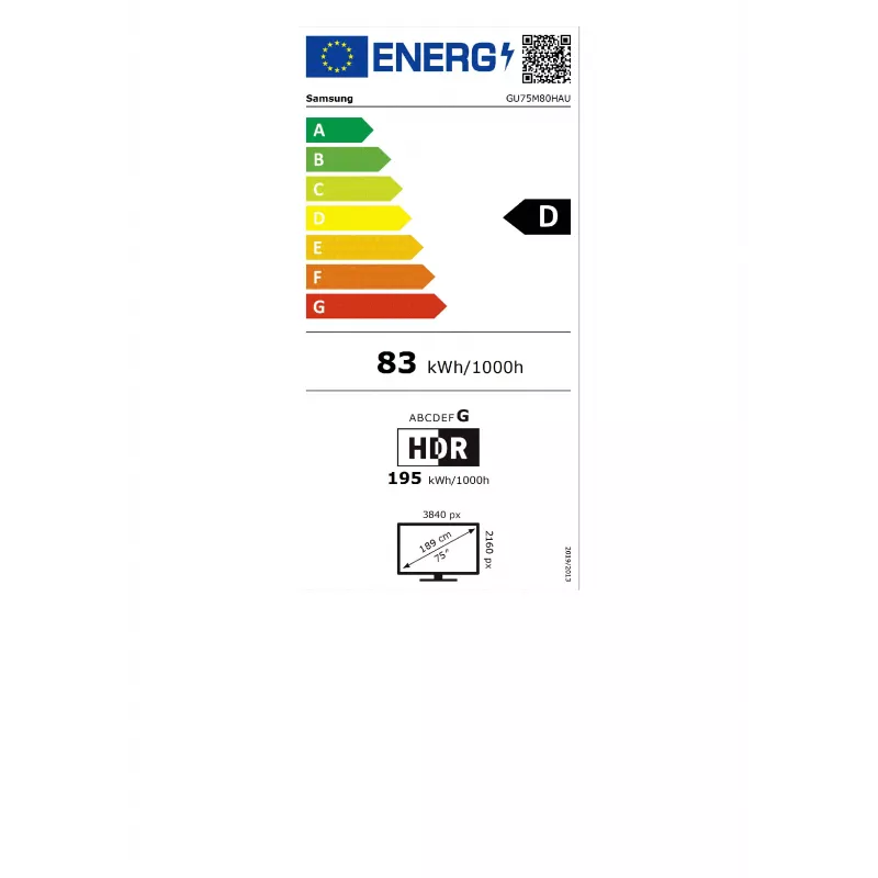 Samsung GU75M80HAUXZG 75-inch 4K Ultra HD LED Smart TV (Tizen, HDR10+, 20W Speakers, VESA 400x300)