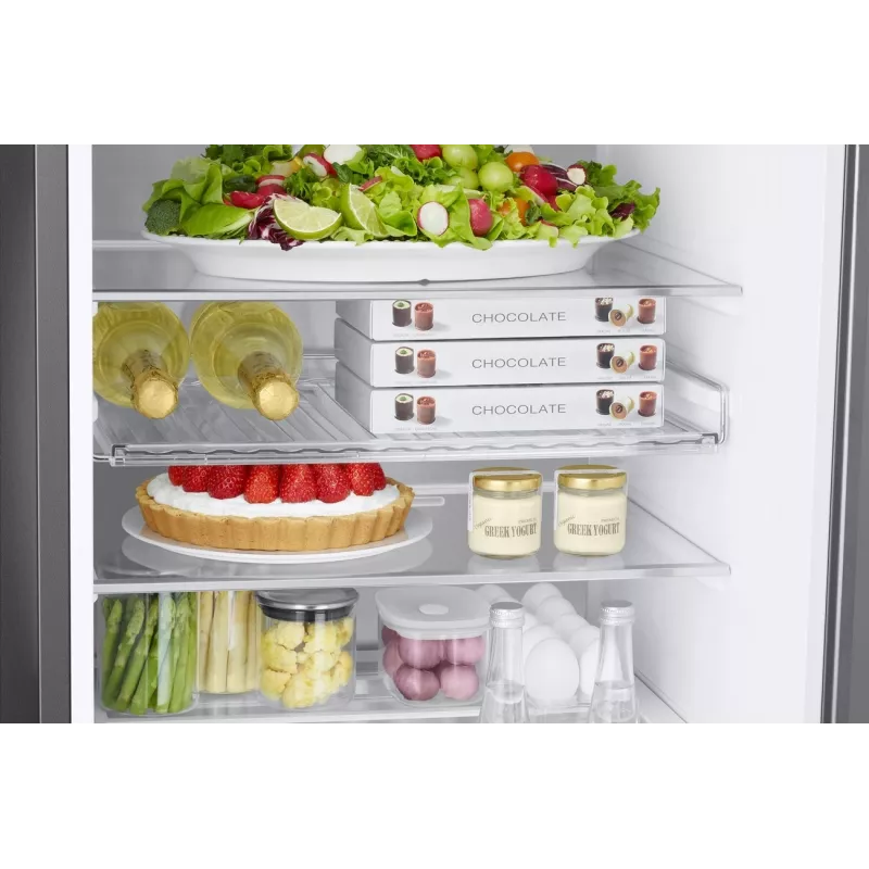 Samsung RB38C7B6BS9/EF Bottom Freezer Refrigerator, 390L Total Capacity, No Frost, Digital Inverter Compressor, Stainless Steel Look, Wi-Fi SmartThings