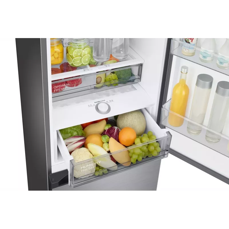 Samsung RB38C7B6BS9/EF Bottom Freezer Refrigerator, 390L Total Capacity, No Frost, Digital Inverter Compressor, Stainless Steel Look, Wi-Fi SmartThings