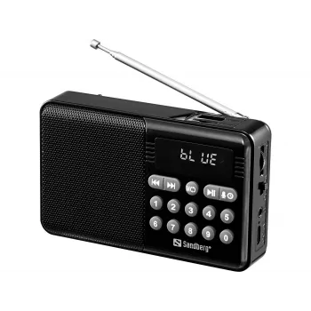 SANDBERG Speaker Radio FM+BT Recharge Portable Bluetooth Speaker with FM Radio, AUX, USB, MicroSD, 6W, Black