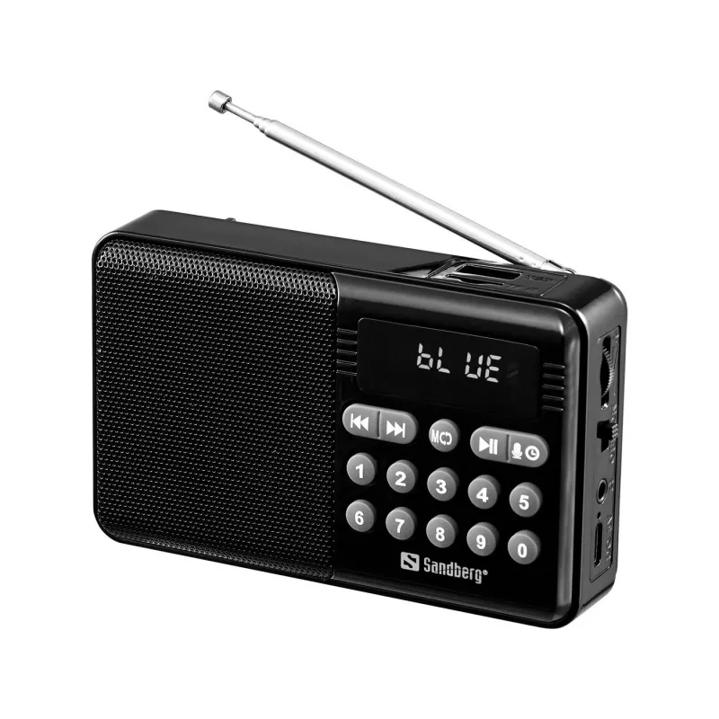 SANDBERG Speaker Radio FM+BT Recharge Portable Bluetooth Speaker with FM Radio, AUX, USB, MicroSD, 6W, Black