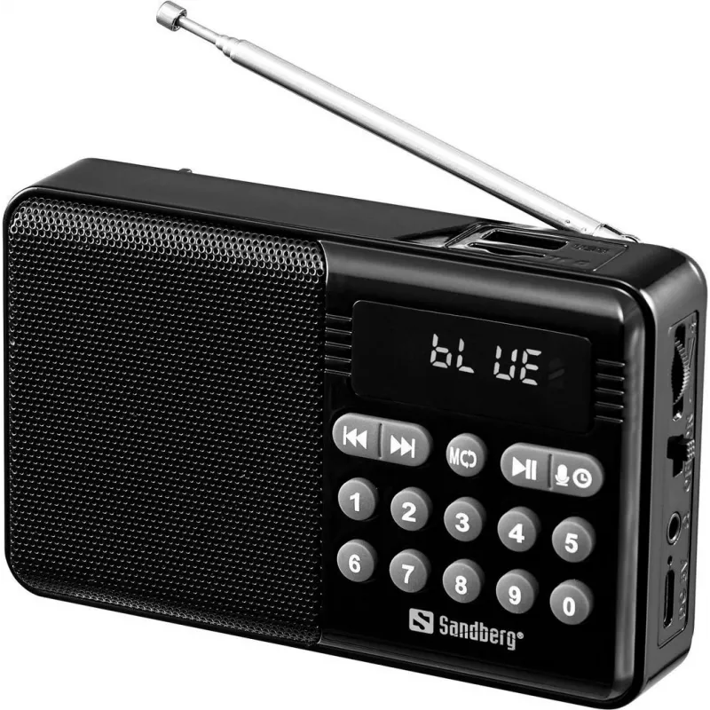 SANDBERG Speaker Radio FM+BT Recharge Portable Bluetooth Speaker with FM Radio, AUX, USB, MicroSD, 6W, Black