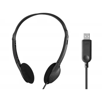 SANDBERG USB-A Over-Ear Headset with Boom Microphone, In-line Controls, Black (Bulk)