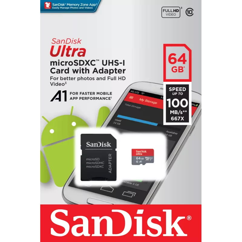 SanDisk Ultra 128GB microSDXC Memory Card with SD Adapter
