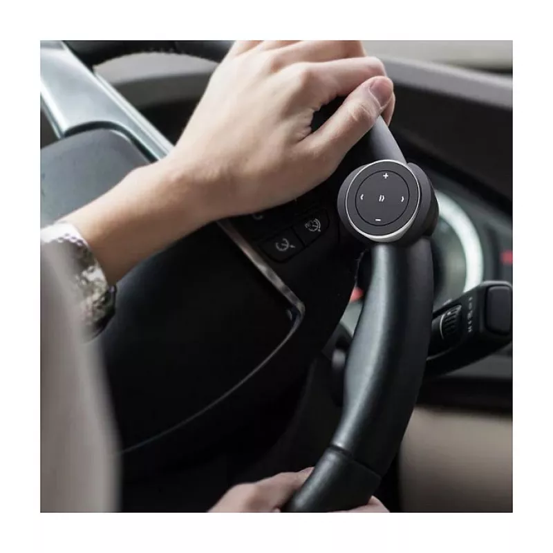 Satechi Bluetooth Media Button ST-BMB – Black/Silver – Steering Wheel Mount, 5 Controls, 12 m Range, 2-Year Battery