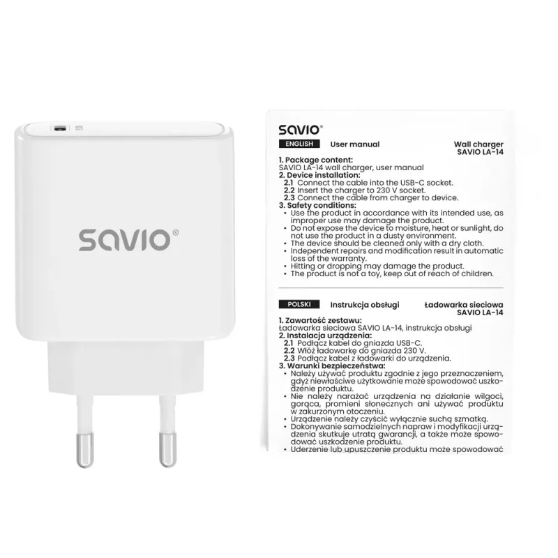 SAVIO LA-14 20W Wall Charger with Power Delivery 3.0