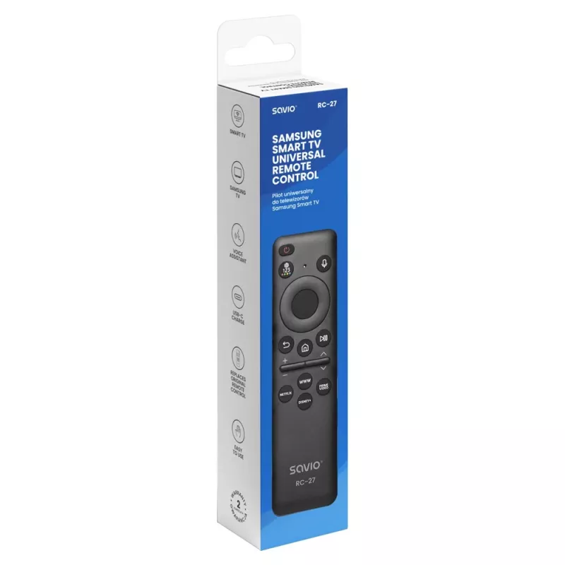 SAVIO RC-27 Universal Replacement Remote Control for Samsung Smart TV – Black