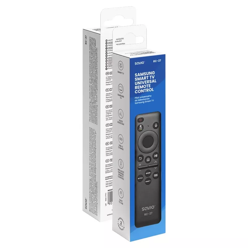 SAVIO RC-27 Universal Replacement Remote Control for Samsung Smart TV – Black