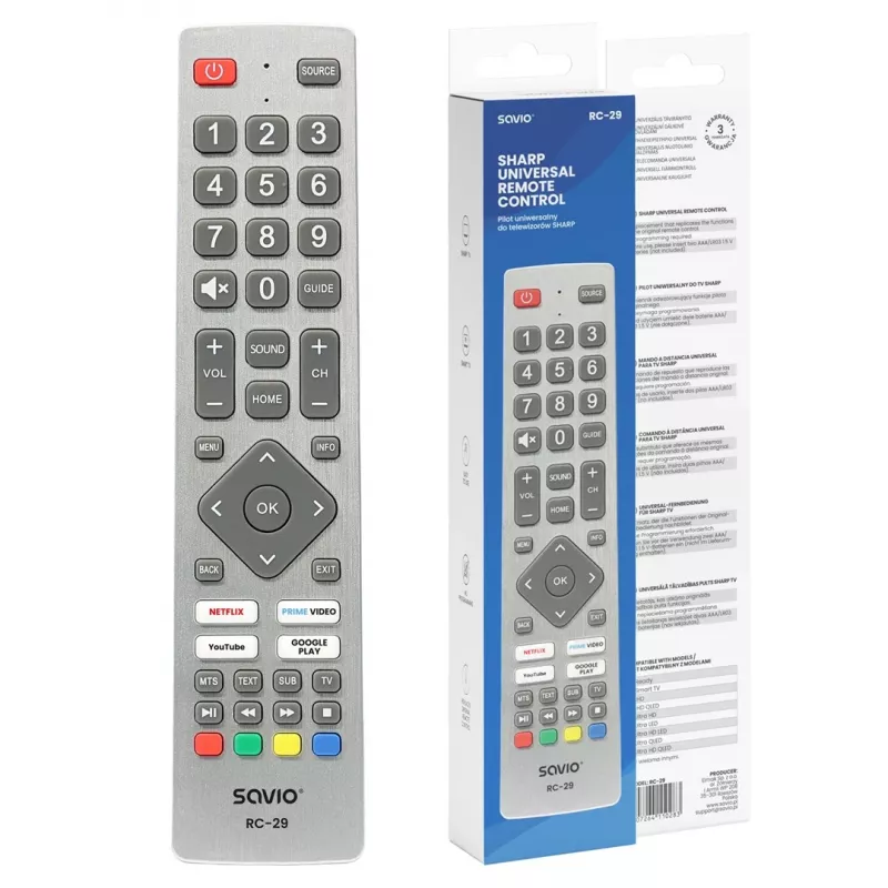 SAVIO RC-29 Universal Remote Control for SHARP TVs