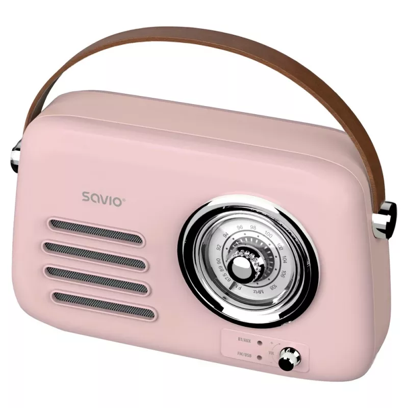 SAVIO RS-03 Portable Radio FM/AM with MP3 USB/SD Playback, Pink