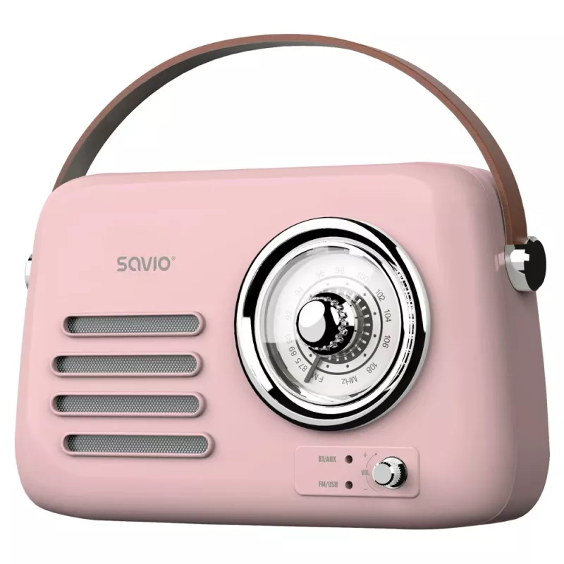 SAVIO RS-03 Portable Radio FM/AM with MP3 USB/SD Playback, Pink