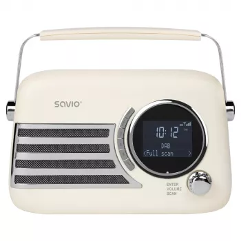SAVIO RS-04 Portable DAB+ FM Radio with Rechargeable Battery, LCD Display, Dual Alarm, Black