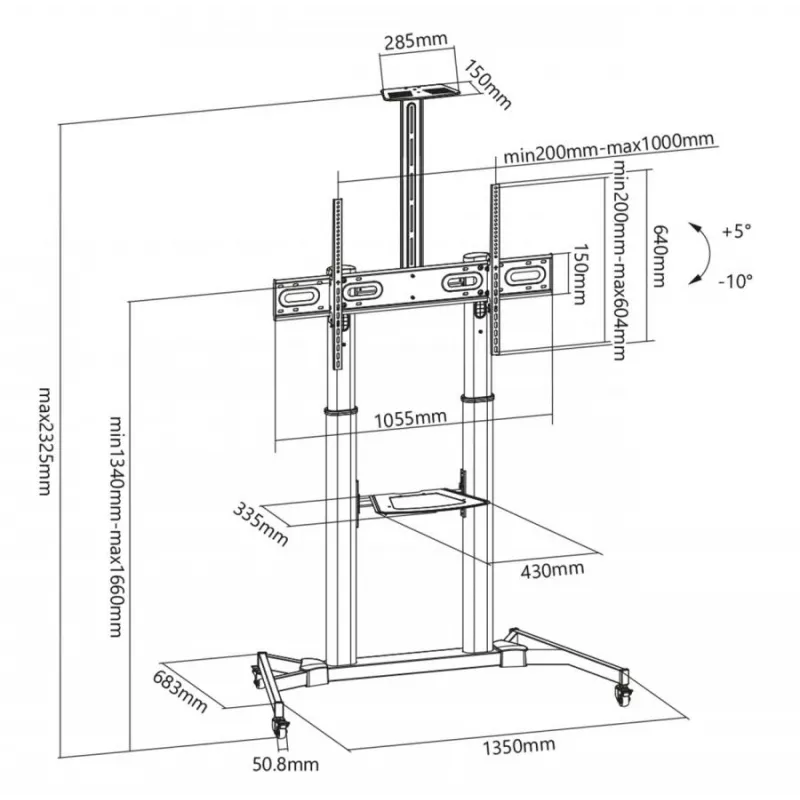 SBOX FS-3610 Floor Ultra-Large LED TV Stand 60-100 100kg